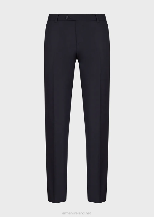Men 086V1452 Worsted Virgin-Wool, Creased Trousers Armani Navy Blue