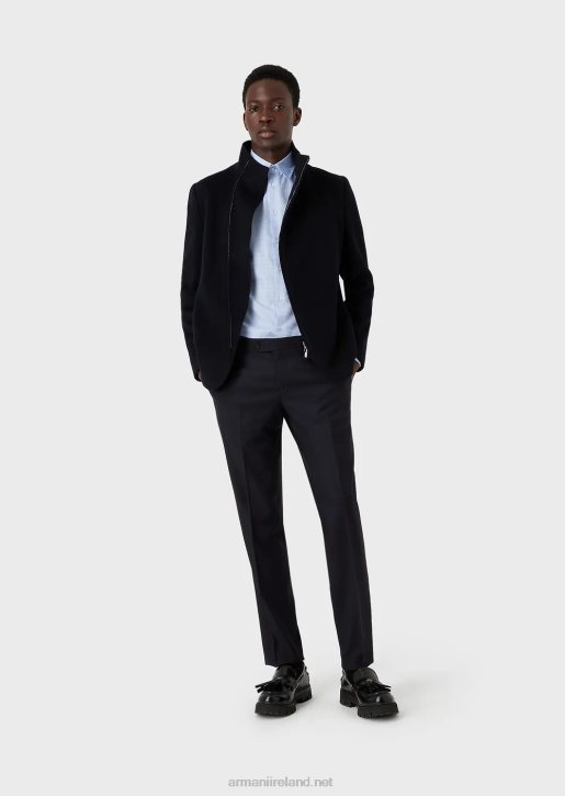 Men 086V1452 Worsted Virgin-Wool, Creased Trousers Armani Navy Blue