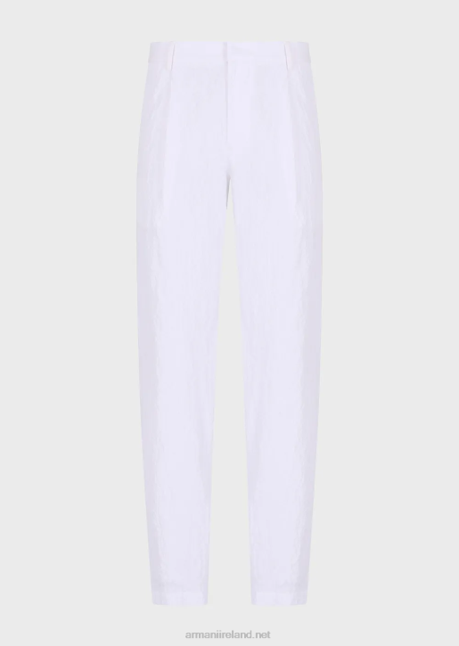 Men 086V1454 Washed-Look Stretch-Cotton Chinos With Darts Armani White