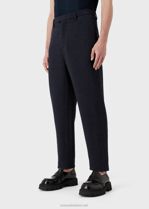 Men 086V1470 Trousers In 3D-Effect Jacquard Virgin Wool Armani