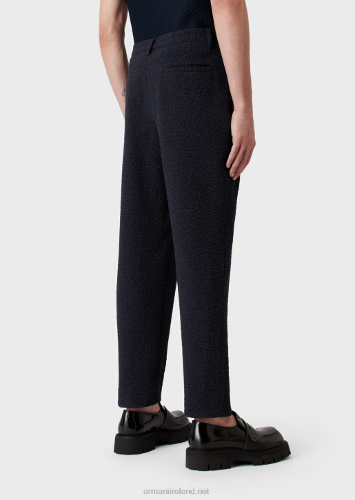 Men 086V1470 Trousers In 3D-Effect Jacquard Virgin Wool Armani