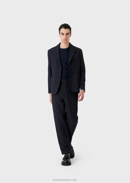 Men 086V1470 Trousers In 3D-Effect Jacquard Virgin Wool Armani