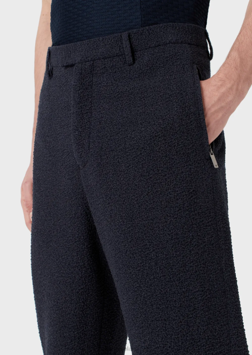 Men 086V1470 Trousers In 3D-Effect Jacquard Virgin Wool Armani