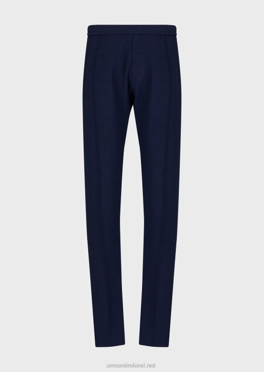 Men 086V1473 Printed Technical Seersucker Ribbed Trousers With An Elasticated Waist Armani Midnight Blue