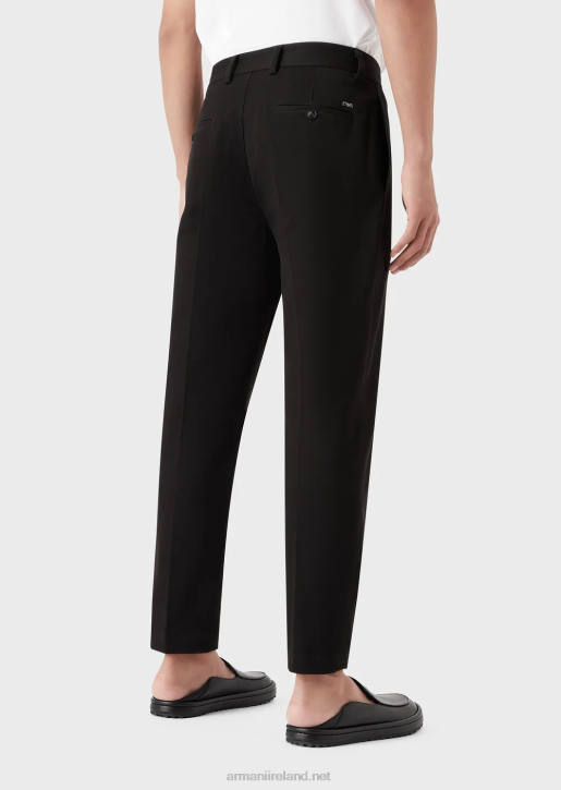 Men 086V1477 Tricotine-Effect Jersey Chinos Armani Black