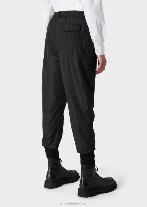 Men 086V1480 Recycled Matte Technical Nylon Trousers Armani Black
