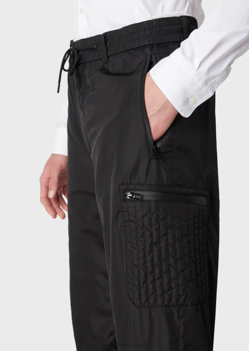 Men 086V1480 Recycled Matte Technical Nylon Trousers Armani Black