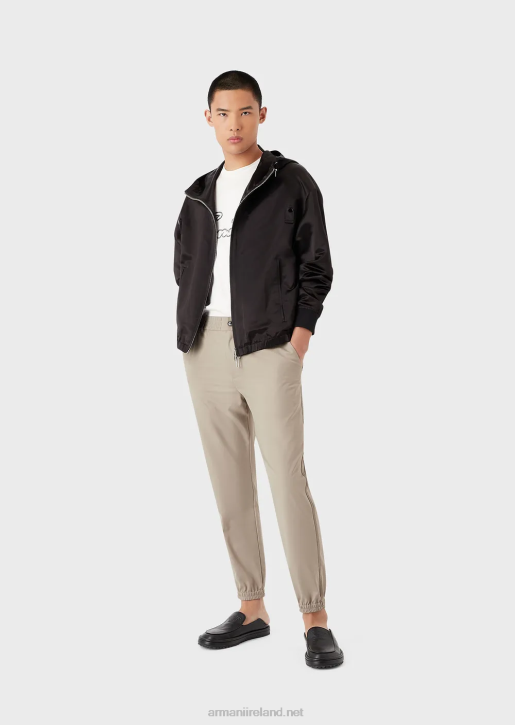 Men 086V1484 Ripstop Wool-Blend Trousers With Elasticated Ankle Cuffs Armani Dove Grey