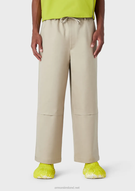 Men 086V1491 Double Gabardine Culottes With Rope Belt Armani Beige