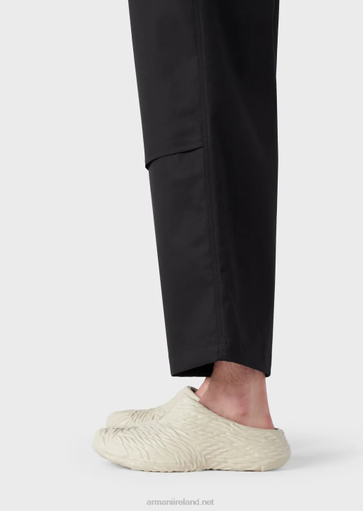 Men 086V1493 Peachskin Modal Drawstring Trousers Armani Black