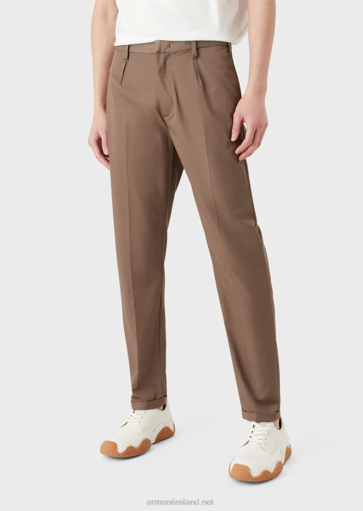 Men 086V1496 Lightweight Lyocell-Blend Satin Chinos Armani Dove Grey