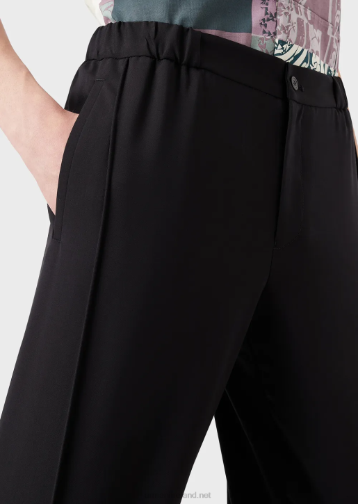 Men 086V1501 Natural Stretch Canvas Trousers With Elasticated Cuffs Armani Navy Blue
