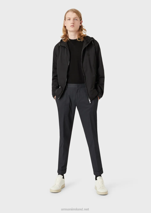 Men 086V1503 Micro-Textured Chinos With Turn-Ups Armani Black