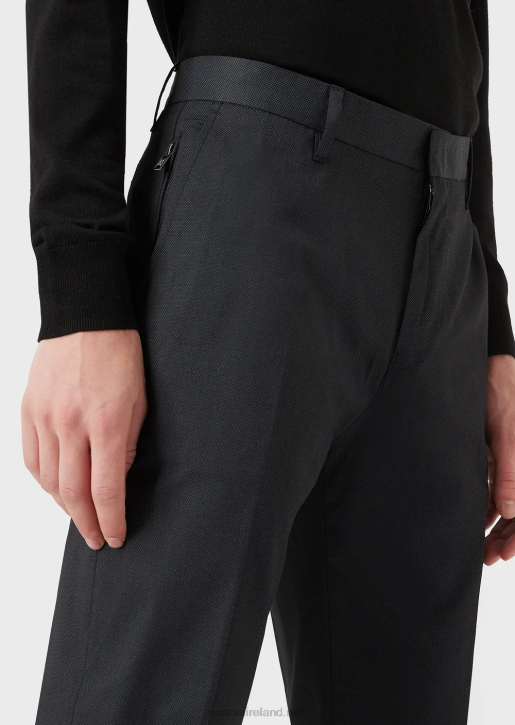 Men 086V1503 Micro-Textured Chinos With Turn-Ups Armani Black