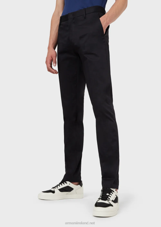 Men 086V1505 Stretch Cotton Chinos Armani Navy Blue