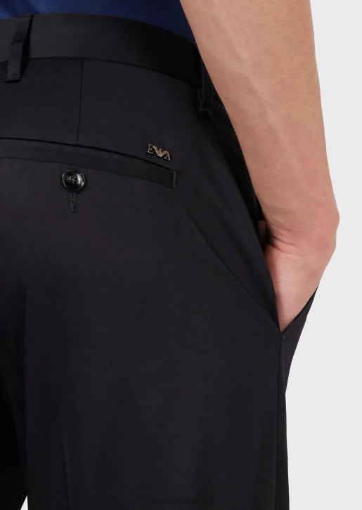 Men 086V1505 Stretch Cotton Chinos Armani Navy Blue