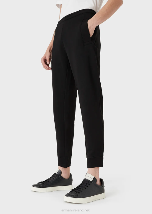 Men 086V1508 Modal-Blend Jersey Fleece Joggers Armani Black