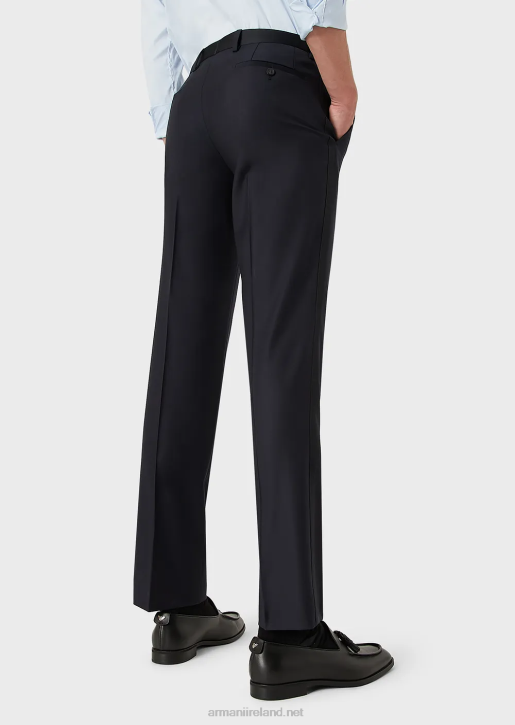 Men 086V1512 Worsted Virgin-Wool Trousers Armani Navy Blue