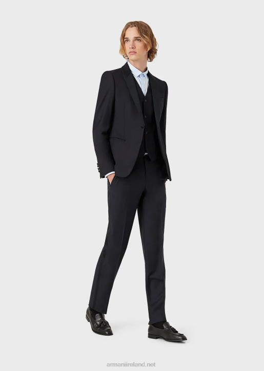 Men 086V1512 Worsted Virgin-Wool Trousers Armani Navy Blue