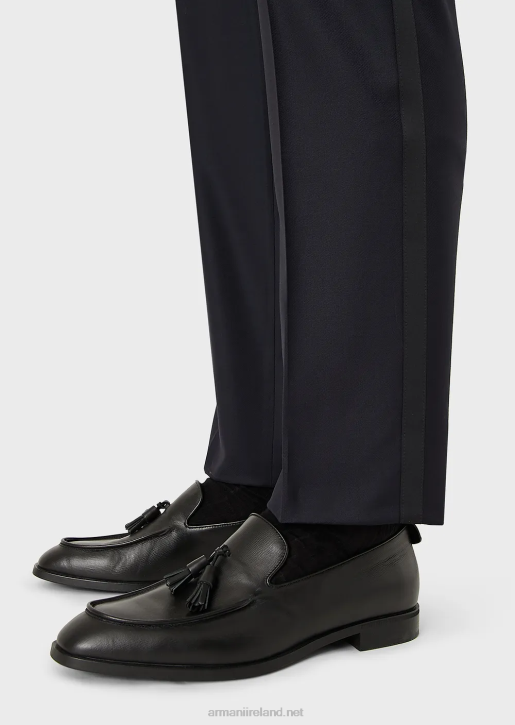 Men 086V1512 Worsted Virgin-Wool Trousers Armani Navy Blue