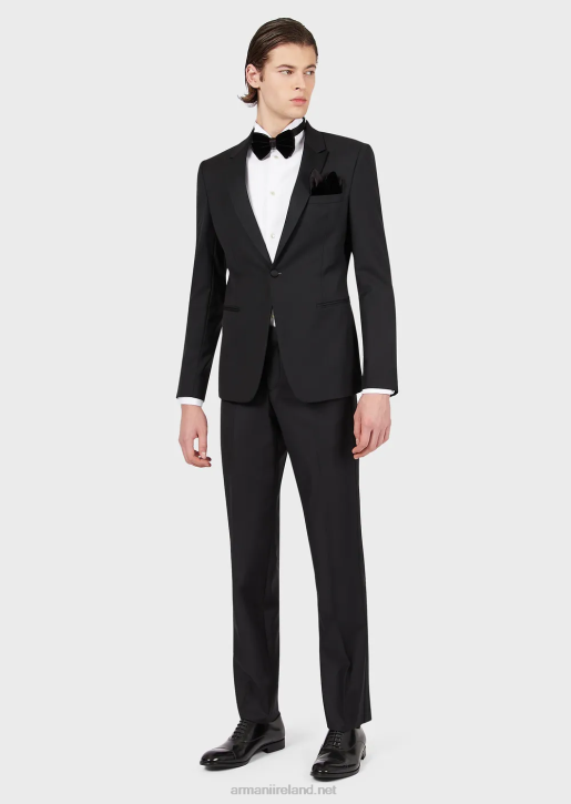 Men 086V1513 Worsted Virgin-Wool Trousers Armani Black