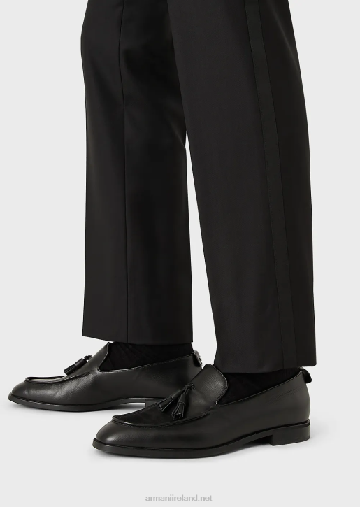 Men 086V1513 Worsted Virgin-Wool Trousers Armani Black