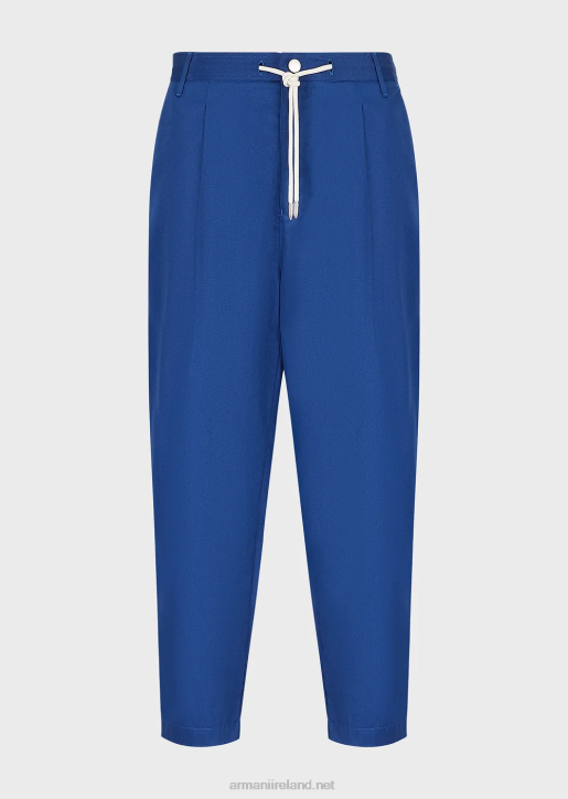 Men 086V1516 Sustainable Collection Organic-Twill 7/8 Trousers With Darts And Drawstring Armani Blue