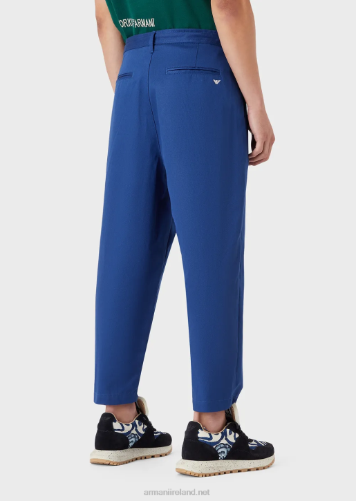Men 086V1516 Sustainable Collection Organic-Twill 7/8 Trousers With Darts And Drawstring Armani Blue