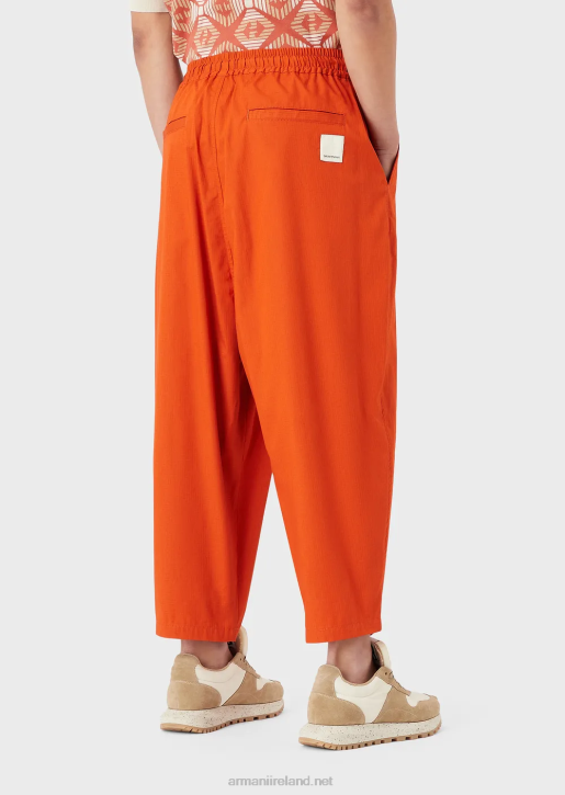 Men 086V1517 Sustainable Collection Organic Ripstop 7/8 Drawstring Trousers Armani Red