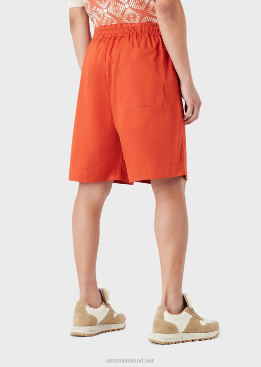 Men 086V1519 Sustainable Collection Organic-Twill Oversized Drawstring Board Shorts Armani Red