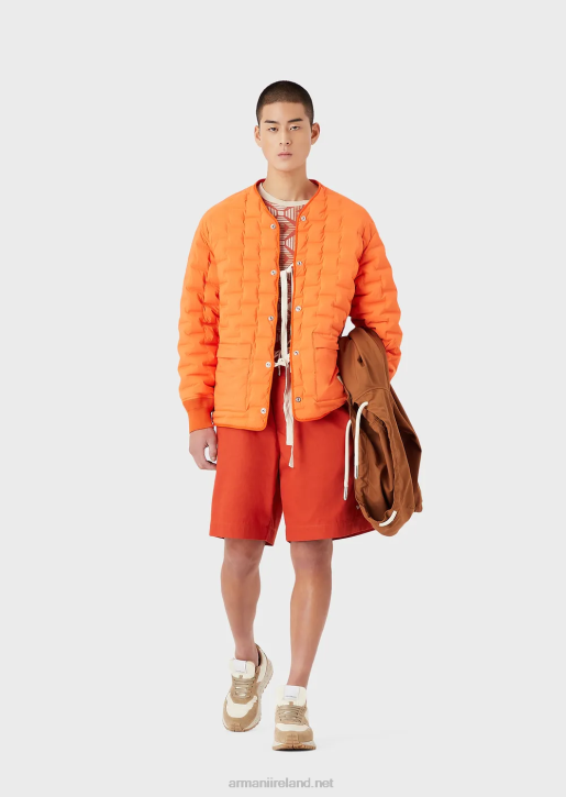 Men 086V1519 Sustainable Collection Organic-Twill Oversized Drawstring Board Shorts Armani Red