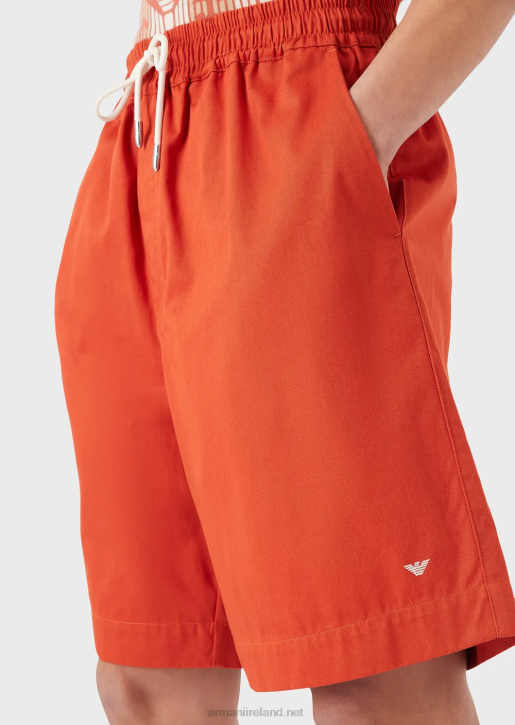 Men 086V1519 Sustainable Collection Organic-Twill Oversized Drawstring Board Shorts Armani Red