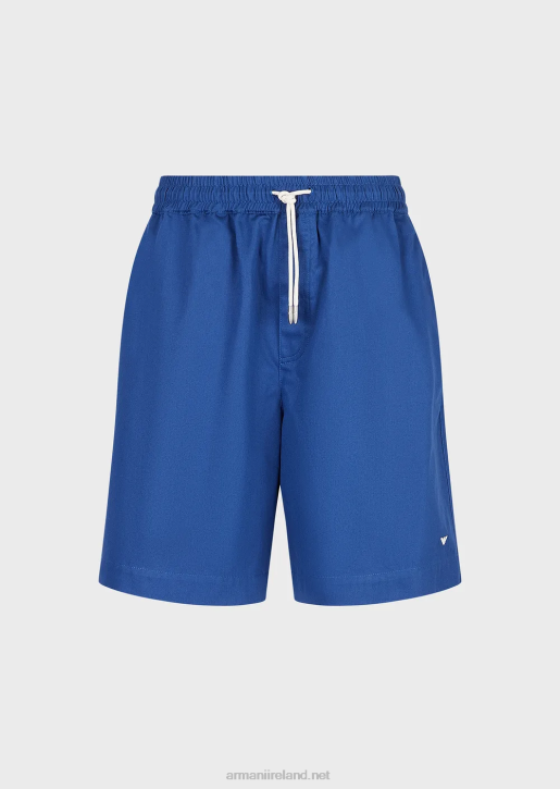 Men 086V1522 Sustainable Collection Organic-Twill Oversized Drawstring Board Shorts Armani Blue