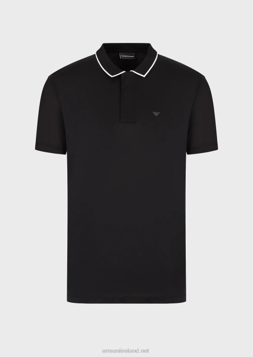 Men 086V1524 Travel Essentials Tencel-Blend Jersey Polo Shirt Armani Black