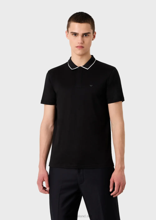 Men 086V1524 Travel Essentials Tencel-Blend Jersey Polo Shirt Armani Black