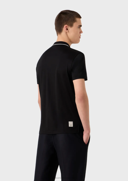 Men 086V1524 Travel Essentials Tencel-Blend Jersey Polo Shirt Armani Black