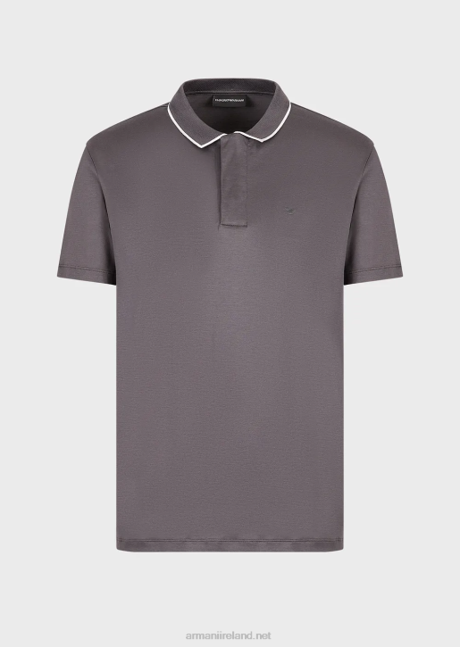 Men 086V1526 Travel Essentials Tencel-Blend Jersey Polo Shirt Armani Dark Gray