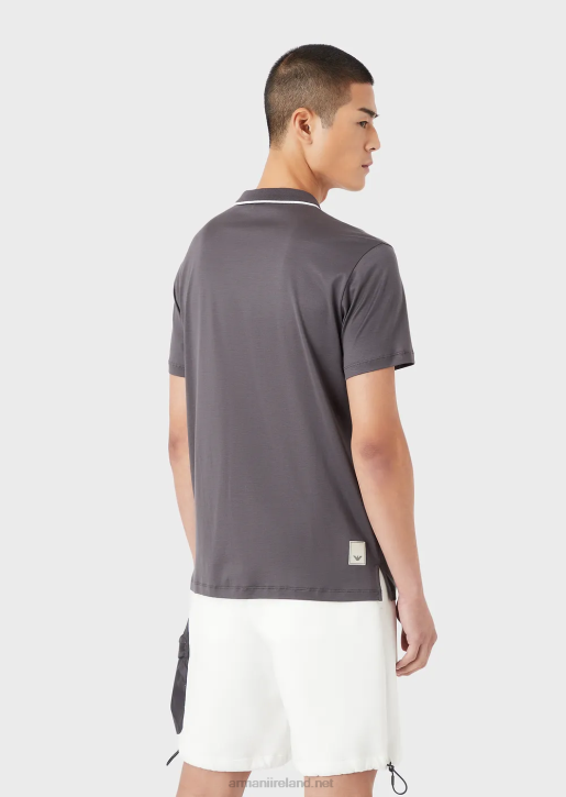 Men 086V1526 Travel Essentials Tencel-Blend Jersey Polo Shirt Armani Dark Gray