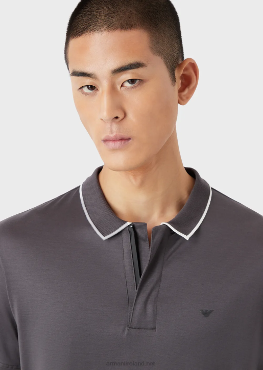 Men 086V1526 Travel Essentials Tencel-Blend Jersey Polo Shirt Armani Dark Gray