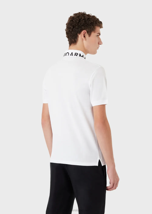 Men 086V1527 Mercerised Pique Polo Shirt With Logo Collar Armani White Logo