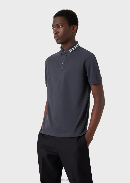 Men 086V1528 Mercerised Pique Polo Shirt With Logo Collar Armani Avio