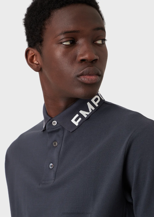 Men 086V1528 Mercerised Pique Polo Shirt With Logo Collar Armani Avio