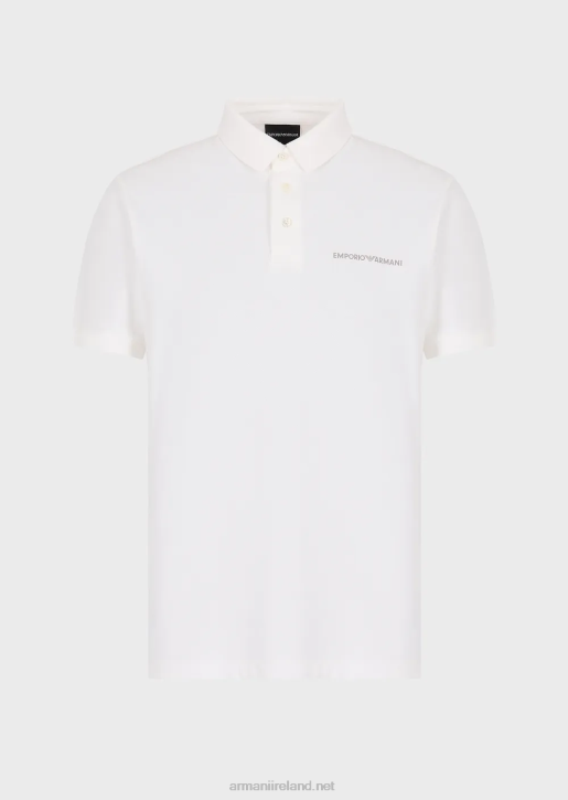 Men 086V1529 Jersey Polo Shirt With Oversized Graphic Print And Logo Armani White