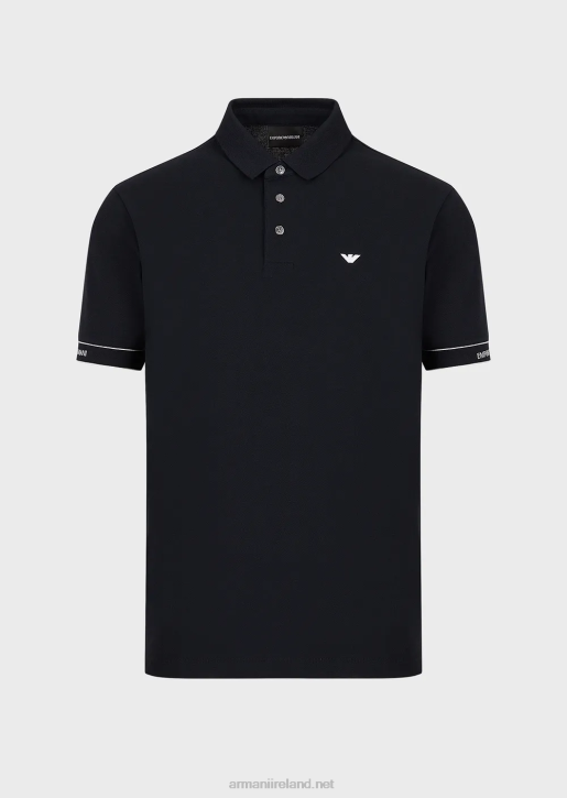 Men 086V1530 Jersey Polo Shirt With Placed Jacquard Logo Armani Navy Blue