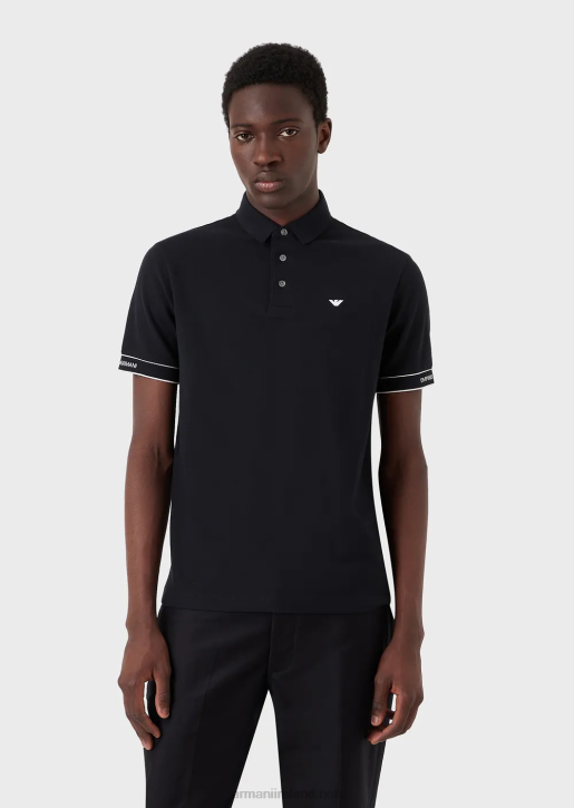 Men 086V1530 Jersey Polo Shirt With Placed Jacquard Logo Armani Navy Blue