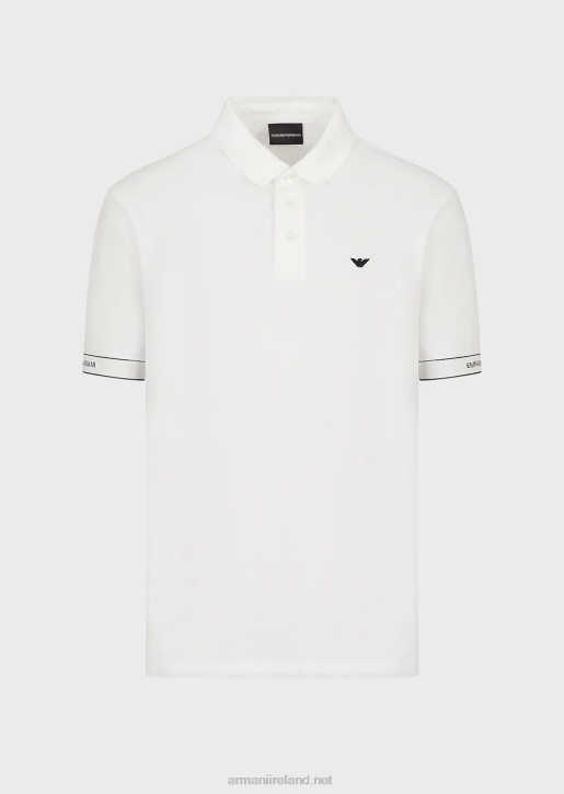 Men 086V1531 Jersey Polo Shirt With Placed Jacquard Logo Armani White Logo