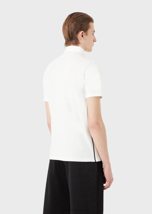 Men 086V1532 Jersey Polo Shirt With Placed Jacquard Logo Armani White