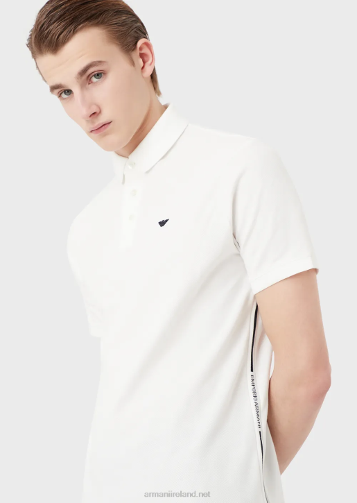 Men 086V1532 Jersey Polo Shirt With Placed Jacquard Logo Armani White
