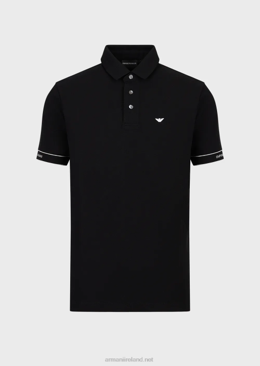 Men 086V1533 Jersey Polo Shirt With Placed Jacquard Logo Armani Black