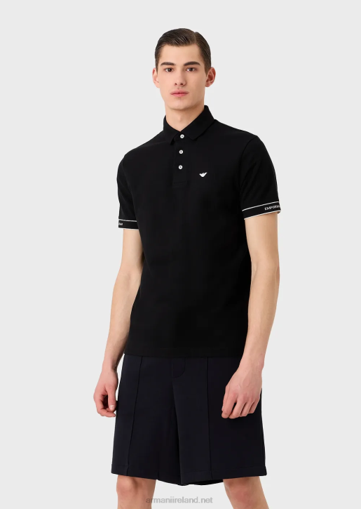 Men 086V1533 Jersey Polo Shirt With Placed Jacquard Logo Armani Black